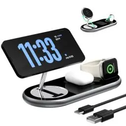 Produktbild: LOOWARTS 3 in 1 Magsafe Ladestation, Qi2 Ladestation Apple Watch und iPhone 25W, Ladestation iPhone Kompatibel mit iPhone 16 15 14 13 12Serie, AirPods, Apple Watch, Samsung Google Pixel Xiaomi etc