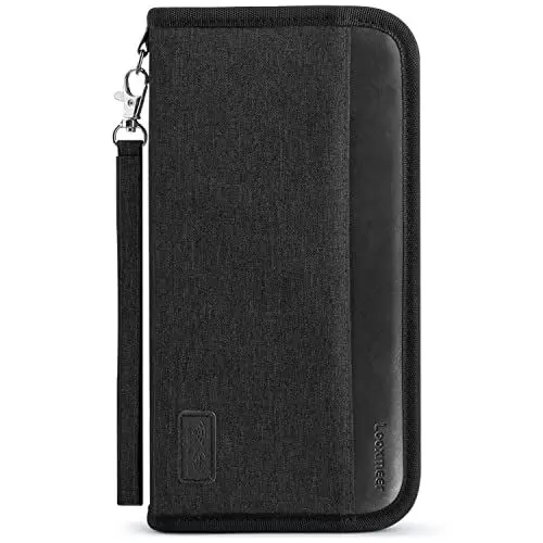 Produktbild: Looxmeer Reisepass Tasche Familie Reisepasshülle mit RFID-Blocker, Wasserdicht Reiseorganizer, Travel Organizer Damen Herren für Reisedokumente kreditkarten Tickets Ausweis, Ganz Schwarz