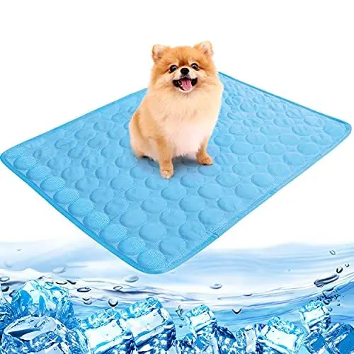 Produktbild: Loozykit Kühlmatte Hunde,Katzekühlmatte Hundekühlmatte für Hunde Katzen Haustiere,abkühlen unterlage Hund rutschfest Sommer Atmungsaktiv Haustiere Matte Kühlkissen Haustier (Blau，150 * 100cm)