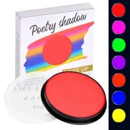 Produktbild: LOPHE UV Kinderschminke Set, 30g Neon UV Bodypainting Kinder, Waschbar Theaterschminke Körperfarbe, Gesichtsfarbe Kinderschminke für Make up Karneval & Halloween (23# Fluoreszierendes Orange)