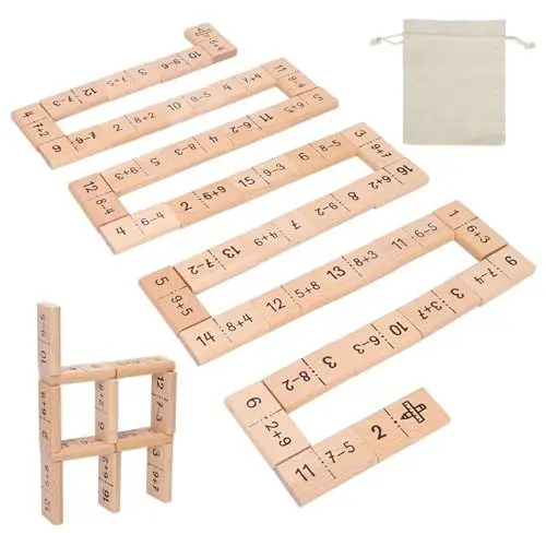Produktbild: LOPOTIN 38TLG Rechnen Lernen 1. Klasse Rechnen bis 20 Lernen Mathe 1. Klasse Lernspiele ab 6 Jahre Dominosteine Domino Spiel Kinder für Grundschule Schultüte Einschulung Geschenk