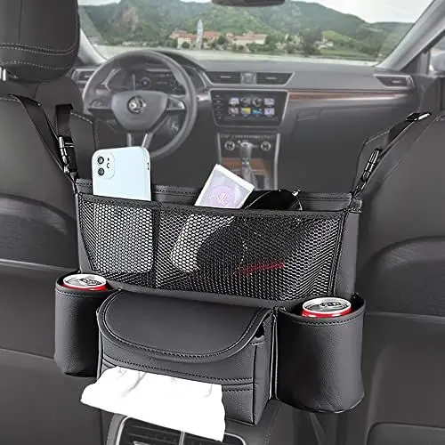 Produktbild: Loputon Auto Organizer Zwischen Vordersitzen, Auto Aufbewahrungstasche, Handtaschenhalter für das Auto den Sitzen, Autositz Organizer, Große Auto Rücksitz Organizer für Snacks Wallets Getränke Tissue