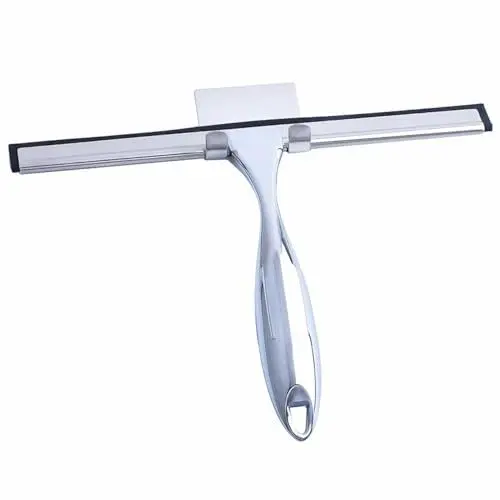 Produktbild: Loputon Duschabzieher Edelstahl, Abzieher Dusche, Fensterabzieher, Duschwand Abzieher für Glasdusche, Fenster & Spiegel – Perfekt zur Wasserentfernung ohne Streifen (31cm, Silber)