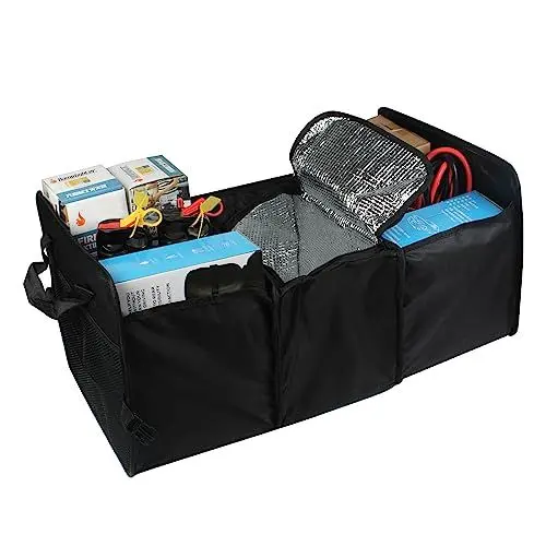 Produktbild: Loputon Kofferraum Organizer, Kofferraumtasche mit großem Stauraum, Rückbank Organizer, Auto Kofferraum Organizer mit isolierten Kühlfächern, Travel Aufbewahrungsbox für Einkauf, Camping & Sport