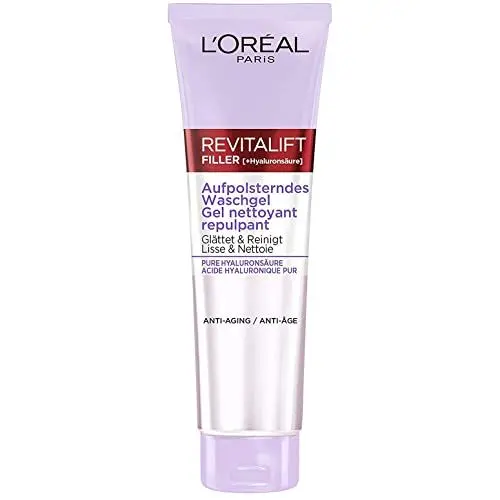 Produktbild: L'Oréal Paris Aufpolsterndes Hyaluron Waschgel, Anti Aging Reinigungsgel, Gesichtsreinigung mit purer Hyaluronsäure, Revitalift Filler, 150 ml