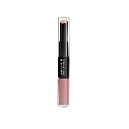 Produktbild: L'Oreal Paris Lippen Make-up Infaillible Lippenstift, 111 Permanent Blush /Liquid Lipstick für 24 Stunden volle Lippen mit feuchtigkeitsspendendem Lippenpflege - Balsam, 1er Pack