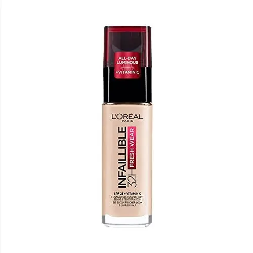 Produktbild: L'Oréal Paris Make up, Wasserfest und langanhaltend, Flüssige Foundation mit LSF 25, Infaillible 32H Fresh Wear Make-up, Nr. 15 Porcelain, 30 ml