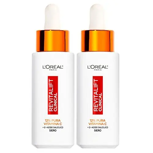 Produktbild: L'Oréal Paris Revitalift Clinical Anti-Aging Gesichtsserum mit 12 % reinem Vitamin C E und Salicylsäure für strahlende und gleichmäßige Haut – 2 Flaschen à 30 ml