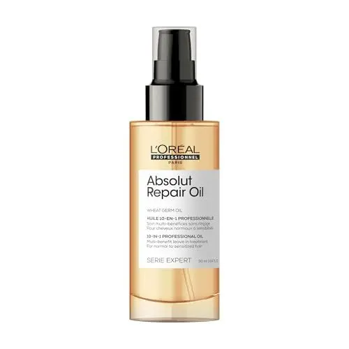 Produktbild: L'Oréal Professionnel Nährendes Leave-In Öl für normales und strapaziertes Haar, Mit Weizenkeimöl, Serie Expert, Absolut Repair 10in1 Oil, 90 ml