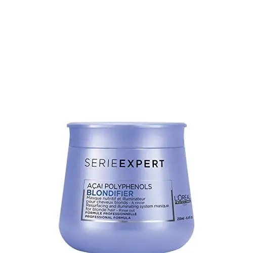 Produktbild: L'Oréal Professionnel Paris Serie Expert Blondifier Maske, schützende Haarkur für blondes & naturblondes Haar, verleiht Glanz, nährende Haarpflege mit Açaibeeren, Intensivkur, 250 ml, Geruchlos
