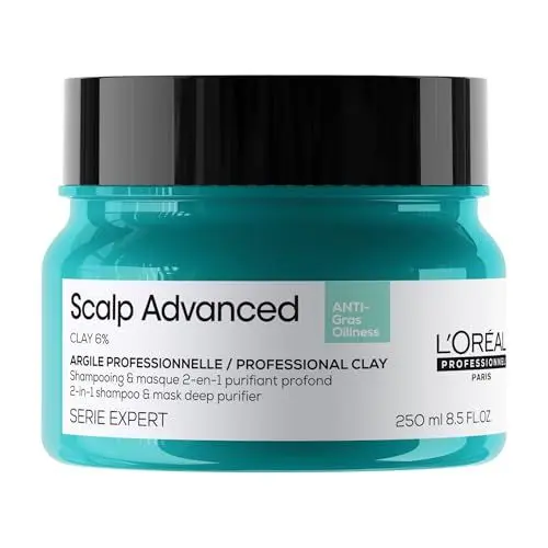Produktbild: L'Oréal Professionnel | 2in1 Haarshampoo und Haarmaske zur Reinigung fettiger Kopfhaut, Scalp Advanced, Anti-Oiliness 2in1 Deep Purifier Clay, 250 ml