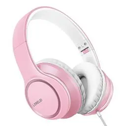 Produktbild: LORELEI X8 Over-Ear-Kopfhörer mit Mikrofon mit 1,45 m verwicklungsfreier Nylonschnur und 3,5-mm-Stecker, leicht, faltbar und tragbar, für Smartphone, Tablet, Computer, MP3/4, Rosa (Pearl Pink)