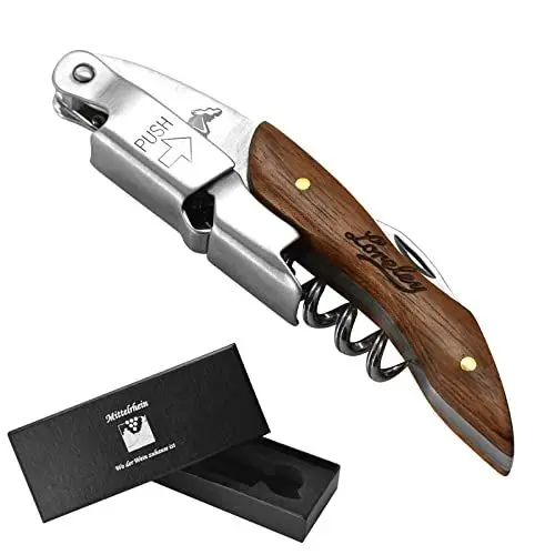 Produktbild: LORELEY® MITTELRHEIN Germany Premium Kellnermesser | Korkenzieher | Weinöffner | Flaschenöffner aus Olivenholz & Edelstahl für Kellner & Barkeeper | jeden Haushalt & Anlass (Loreley-schwarz)