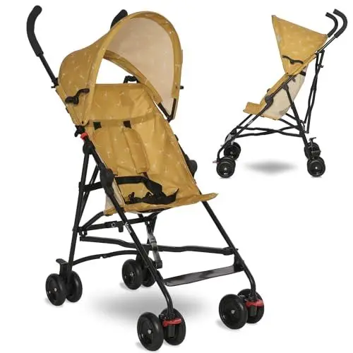 Produktbild: Lorelli Ultra Leichter Buggy Kinderwagen Vaya - nur 4,7kg - Kompakter Sportsitz bis 15kg, Sitzbuggy mit 5-Punkt-Gurt, faltbarem Verdeck und ergonomischen Griffen, klappbarer Reisekinderwagen, rosa