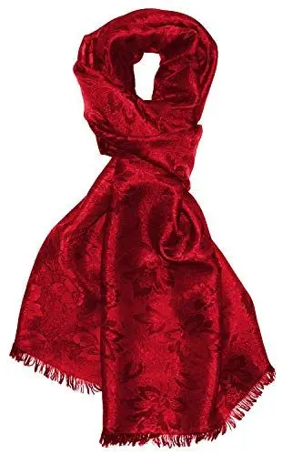 Produktbild: Lorenzo Cana Herrenschal elegant gewebt in Damastwebung florales rotes Paisleymuster aus Viskose mit Seide 55 cm x 190 cm - 8905911