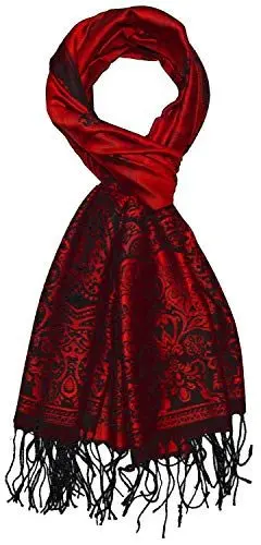 Produktbild: Lorenzo Cana Herren Schal Schaltuch jacquardgewebt Paisley Muster 70 cm x 180 cm Tuch Naturfaser Rot Schwarz Design Männerschal 9331611