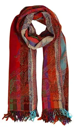 Produktbild: Lorenzo Cana Luxus Damenschal Stola 70 cm x 180 cm Wollschal jacquardgewebter Schal 100% Wolle vom Merinolamm Mehrfarbig Pashmina Naturfaser 7857311