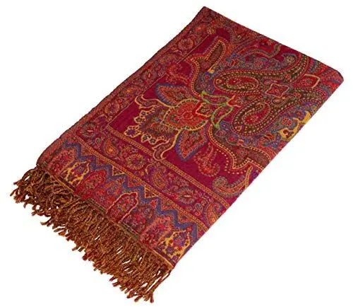 Produktbild: Lorenzo Cana Luxus Decke Jacquard gewebt Wolldecke Baumwolldecke Baumwolle mit feinster Wolle vom Merino - Lamm Wohndecke Decke Lammwolle Paisley Sofadecke 140 cm x 200 cm 9625633