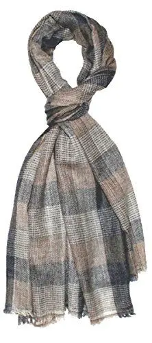 Produktbild: Lorenzo Cana Luxus Herrenschal Schal Schaltuch 100% Kaschmir Kaschmirschal Tuch Naturfaser Männerschal Tuch, Kariert-camel-natur, 70 x 200 cm