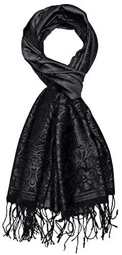 Produktbild: Lorenzo Cana Pashmina Schal Schaltuch jacquard - gewebt Paisley Muster 70 x 180 cm Tuch Naturfaser Schwarz Grau 9331711