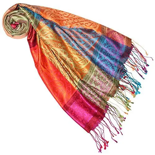 Produktbild: Lorenzo Cana Pashmina Seidenschal 100% Seide Damen Schal gewebt 70 cm x 190 cm Paisley 7818088