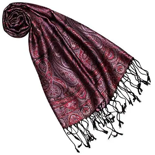 Produktbild: Lorenzo Cana Seidenschal für Frauen Schal 100% Seide gewebt Damenschal elegant Paisley Muster Weinrot 7864177