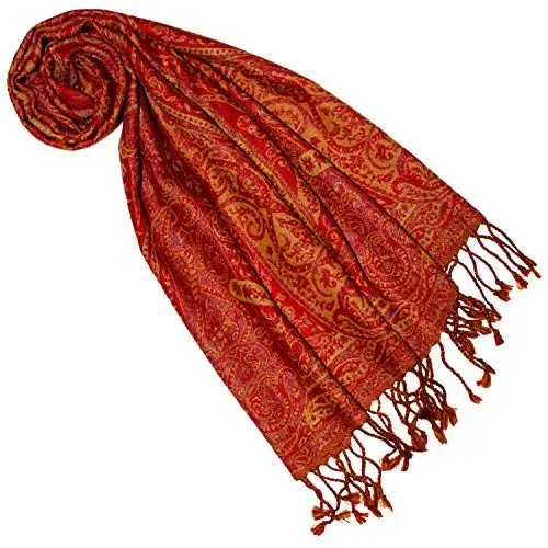 Produktbild: Lorenzo Cana - Damen Schal aus weicher Wolle vom Merinolamm Paisley Muster bunt rot orange mehrfarbig 34 x 160 cm Wollschal Wolltuch 7840377
