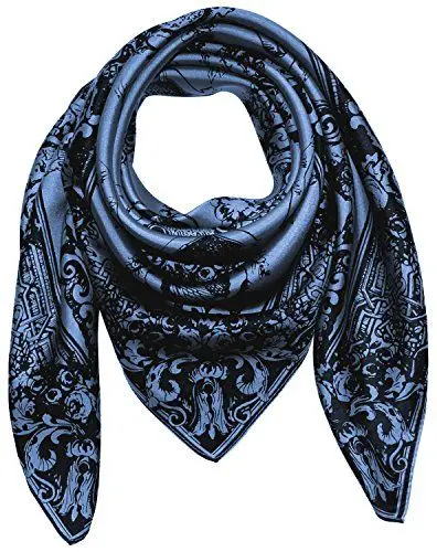 Produktbild: Lorenzo Cana - Damen Seidentuch aus 100% Seide, blau schwarz Barockmuster