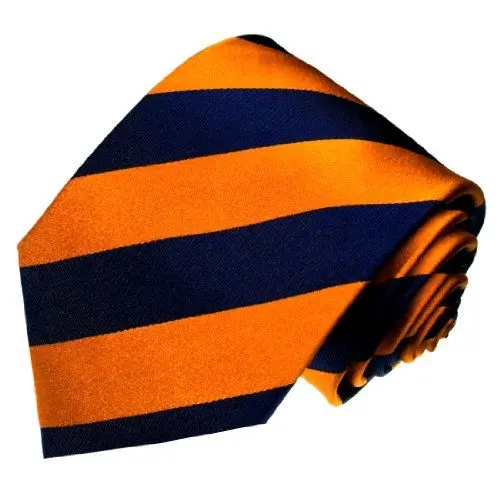 Produktbild: Lorenzo Cana - Designer Luxus Krawatte aus 100% Seide - Orange Blau Dunkelblau Blockstreifen - 84293