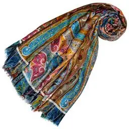 Produktbild: Lorenzo Cana - Luxus XXL Damen Tuch aus 50% Kaschmir und 50% Seide, aufwändig mehrfarbig bedruckt, 140 x 140 cm, Pashmina Umschlagtuch Schaltuch Schal Stola bunt