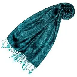 Produktbild: Lorenzo Cana - Pashmina Damen Schal Schaltuch hochwertig kuschelweich und leicht Damenschal Stola 70 cm x 180 cm opulentes türkis grün Paisleymuster aufwändig gewebt 78148