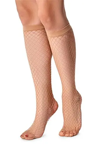 Produktbild: LORES Kniestrümpfe für Damen, Fischnetz-Stil, Einheitsgröße, Rautenmuster, Nana Visone, Einheitsgröße