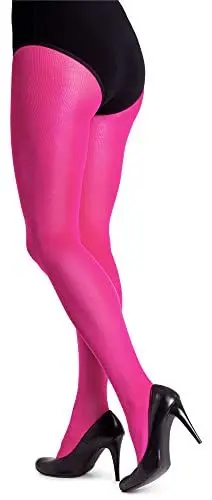 Produktbild: LORES Satin Damen Strumpfhose 100 DEN Dicker Glänzender Look Schlichter Glanz Blickdichte Vollstrümpfe Druckfreie Lucido, Fuxia L