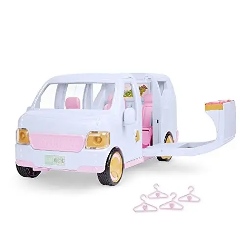 Produktbild: Lori LO37115C1Z Luxus Auto Set, Zubehör für 15 cm Puppen – Puppenzubehör mit Accessoires, Lichtern, Musik und mehr – Spielzeug für Kinder ab 3 Jahre, Pink