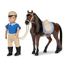 Produktbild: Lori – Kleine Puppe & Spielzeug Pferd – 15 cm Mini Puppe Junge & Vollblutpferd – mit Puppenzubehör, Tier & Puppenkleidung – Reitzubehör – Spielzeug für Kinder ab 3 Jahren – Brian & Barnaby