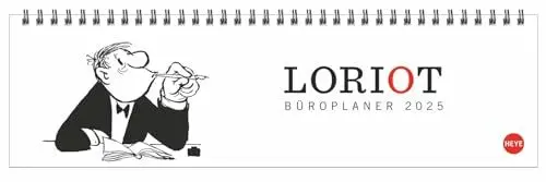 Produktbild: Loriot Büroplaner 2025: Humorvoller Tischkalender für mehr Organisation am Arbeitsplatz. Tischquerkalender mit Spiralbindung. Witziger Kalender für den Schreibtisch. 32x9 cm (Loriot Kalender Heye)