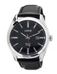 Produktbild: Lorus Herren-Uhr Solar Edelstahl mit Lederband RX339AX9