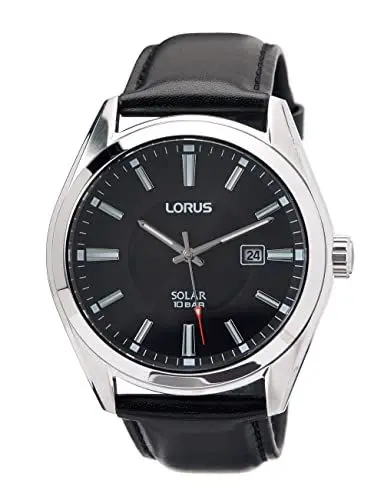 Produktbild: Lorus Herren-Uhr Solar Edelstahl mit Lederband RX339AX9