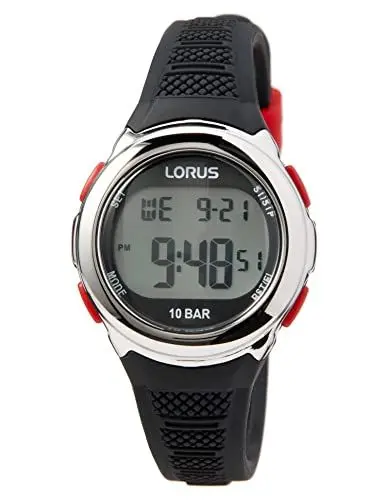 Produktbild: Lorus Unisex Kinder Digital Quarz Uhr mit Silikon Armband R2389NX9, Schwarz