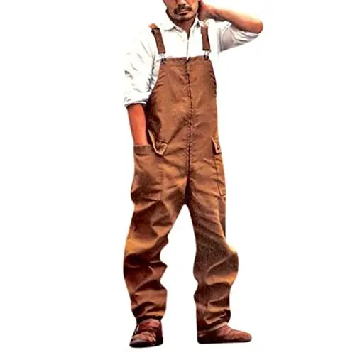 Produktbild: Lose Strumpers Lätzchen Herren Leichtgewichts-beiläufiger Langer Gesamtbesatz Herren Freizeithose Anzughose (Brown, M)