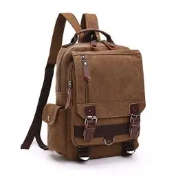 Produktbild: LOSMILE Vintage Rucksack Herren Damen Backpack canvas Daypacks Rucksäcke herrentasche segeltuchtasche Messenger Bag für Arbeit und Schule. (Kaffee)