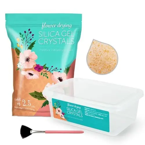 Produktbild: LotFancy Silicagel zum Blumen Trocknen 2.5 LBS (1,13KG), Kieselgel Silica Gel mit Indikator, Wiederwendbares Trockenmittel, Feine Kristalle < 1 mm für Blumen