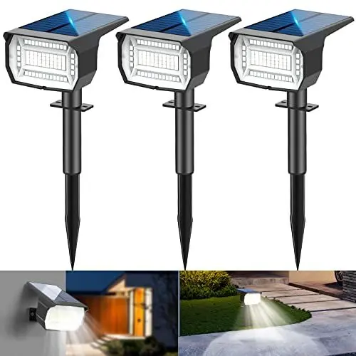 Produktbild: LOTMOS Solarstrahler für Außen (3 Stück/72LED), 3 Modi IP67 Wasserdicht Solar Gartenleuchten, 6500K Kann der Wand Montiert Werden Garten Solarleuchten für Terrassen, Zäune, Wege, Einfahrten, Veranden