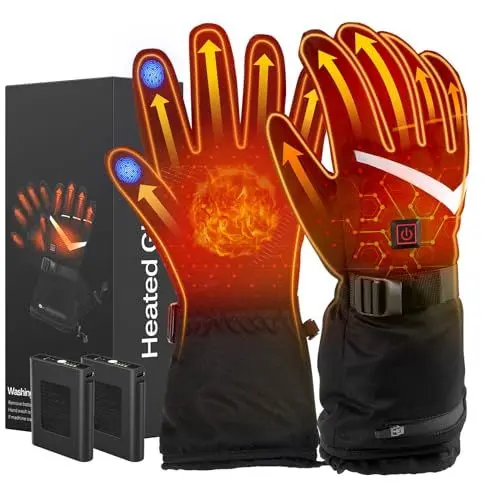 Produktbild: LOTTBUTY Beheizbare Handschuhe 2024 Upgrade,Beheizte Handschuhe Herren Damen mit 7.4V/2×5000mAh Wiederaufladbare Akkus,wasserdichte Beheizbare Motorradhandschuhe Winter für Kifahren,Radfahren,Wandern