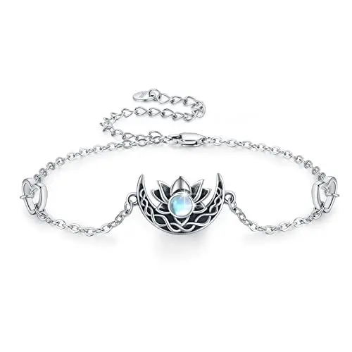 Produktbild: Lotus Blume Armband für Damen 925 Sterling Silber Keltisches/Frösche/Mondstein Armband Yoga Schmuck Geschenk für Frauen Mädchen Freundin (Keltisches)