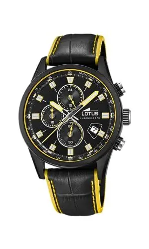 Produktbild: Lotus Herren Chronograph Leder Schwarz/Gelb 43mm