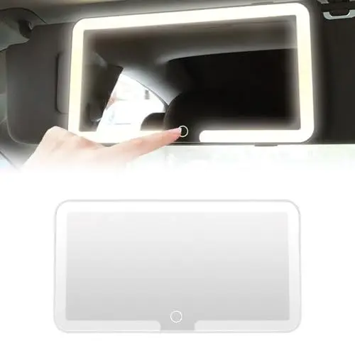Produktbild: Lotvic Auto Kosmetikspiegel Sonnenblende Spiegel, Schminkspiegel mit Licht für Auto, Autovisier Kosmetikspiegel mit 3 Lichtmodi, Auto-Visier-Spiegel für Auto, LKW, SUV