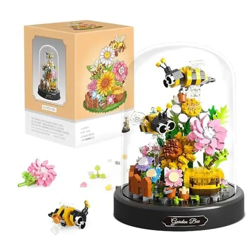 Produktbild: Lotvic Blumen Bausteine Set, Biene Blumen Micro Mini Baustein Set 588 Teile, Blumen Insekten klemmbausteine Bausteine, Künstliche Blumen Botanische Sammlung, Geschenke für Kinder und Erwachsene