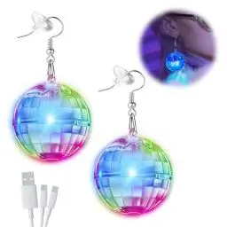 Produktbild: Lotvic Discokugel Ohrringe, Ohrringe Disco Ball, Ohrringe Disco, Ohrringe Discokugel Silber, Thema Party Diskokugel, Hippie Accessoires, Halloween Statement Ohrringe