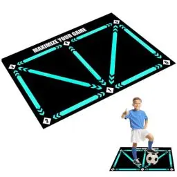 Produktbild: Lotvic Fußball Schritt Trainingsmatte mit Verstellbarem Taillengürtel, 60x90 cm rutschfeste Fussballmatte Training, Fussball Matte, Geschenke für Fußballliebhaber (Fußball Schritt Trainingsmatte)